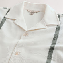 Load image into Gallery viewer, Ecru Sage Green Regular Fit N. Premium Short Sleeve Jersey Stripe Shirt