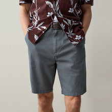 Load image into Gallery viewer, Navy Blue Belted 7 Inch Chino Shorts