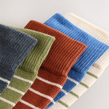 Load image into Gallery viewer, Blue/Neutral/Green Stripe Pattern Socks 5 Pack