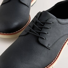 Load image into Gallery viewer, Black Comfort Wedge Derby Shoes