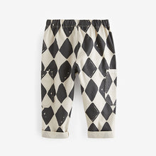 Load image into Gallery viewer, Black/Ecru Harlequin Side Pocket Pull On Trousers (3mths-6yrs)