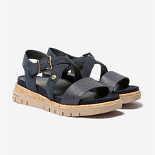 Load image into Gallery viewer, ZOELENN Women's semi-wedge sandals blue leather