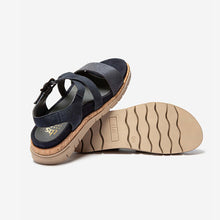 Load image into Gallery viewer, ZOELENN Women's semi-wedge sandals blue leather