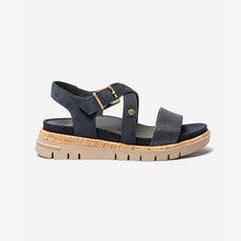 Load image into Gallery viewer, ZOELENN Women's semi-wedge sandals blue leather