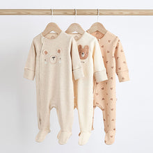 Load image into Gallery viewer, Neutral Baby Two Way Zip 100% Cotton Sleepsuits 3 Pack