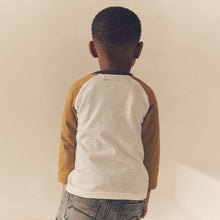 Load image into Gallery viewer, Ochre/Cream Dinosaur Long Sleeve Character T-Shirt (3mths-6yrs)
