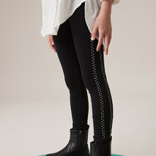 Load image into Gallery viewer, Black Diamante Stud Printed Leggings (3-12yrs)