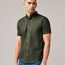 Load image into Gallery viewer, Dark Green Regular Fit Short Sleeve Oxford Shirt
