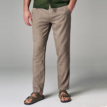 Load image into Gallery viewer, Mushroom Brown Linen Cotton Elasticated Drawstring Trousers