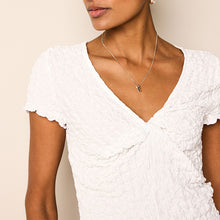 Load image into Gallery viewer, White Textured Twist Front Short Sleeve Top