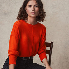 Load image into Gallery viewer, Orange Soft Touch Cosy Seam Crew Neck Jumper