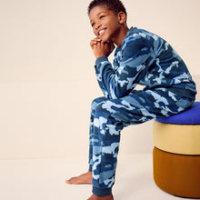 Load image into Gallery viewer, Navy Camouflage Single Soft Touch Fleece With Elastane (4-12yrs)