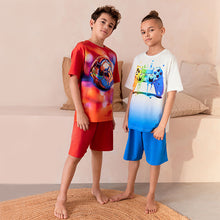 Load image into Gallery viewer, Red/White Gamer and Football Short Pyjamas 2 Pack