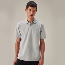 Load image into Gallery viewer, Grey Regular Fit Short Sleeve Pique Polo Shirt