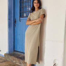 Load image into Gallery viewer, Neutral Short Sleeve Maxi T-Shirt Dress