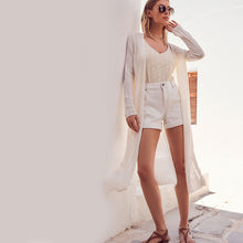Load image into Gallery viewer, White Longine Linen Rib Cardigan