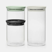 Load image into Gallery viewer, BRABANTIA Set of 3 Mix Stackable Glass Jars
