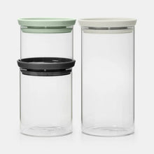 Load image into Gallery viewer, BRABANTIA Set of 3 Mix Stackable Glass Jars
