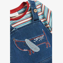 Load image into Gallery viewer, Blue Dog Stretch Denim Dungaree And Bodysuit Set (0mths-18yrs) - Allsport