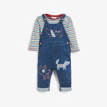 Load image into Gallery viewer, Blue Dog Stretch Denim Dungaree And Bodysuit Set (0mths-18yrs) - Allsport