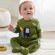 Load image into Gallery viewer, Baby 3 Pack Green Transport Sleepsuits (0mths-2yrs) - Allsport