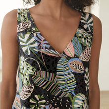 Load image into Gallery viewer, Navy Leaf Print Linen Blend Shift Dress - Allsport