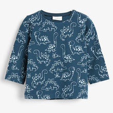 Load image into Gallery viewer, Blue 3 Pack Dinosaur T-Shirts (0mths-18mths) - Allsport