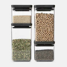 Load image into Gallery viewer, BRABANTIA TASTY+ Dark Grey, Set of 4 Mix Square Canister