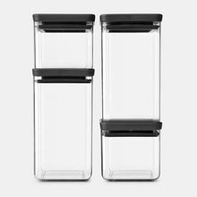 Load image into Gallery viewer, BRABANTIA TASTY+ Dark Grey, Set of 4 Mix Square Canister
