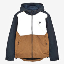Load image into Gallery viewer, Navy/Tan Shower Resistant Colourblock Jacket With Fleece Lining - Allsport
