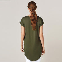 Load image into Gallery viewer, Khaki Green Floral Short Sleeve Longline Tunic - Allsport