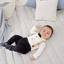 Load image into Gallery viewer, Navy/White Smart Baby 4 Piece Shirt Body, Bow Tie, Trousers And Braces Set (0mths-18mths)
