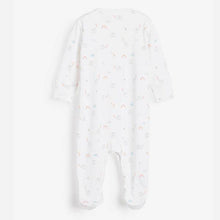 Load image into Gallery viewer, White 4 Pack Bright Elephant Sleepsuits (0mth-12mths) - Allsport