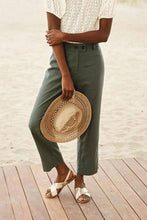 Load image into Gallery viewer, Khaki Linen Blend Crop Trousers - Allsport