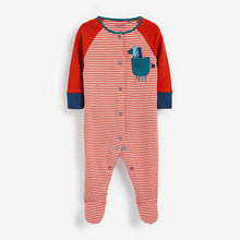 Load image into Gallery viewer, Teal/Red Baby 3 Pack Sleepsuits (0mths-18mths) - Allsport