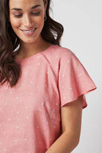 Load image into Gallery viewer, Pink Print Short Sleeve Linen Top - Allsport
