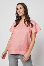 Load image into Gallery viewer, Pink Print Short Sleeve Linen Top - Allsport