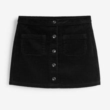 Load image into Gallery viewer, Black Button Through Cord Skirt (3-12yrs) - Allsport