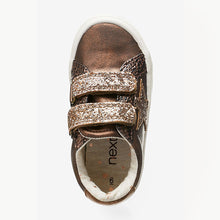Load image into Gallery viewer, Chocolate Brown Bronze Glitter Star Trainers (Younger Girls) - Allsport