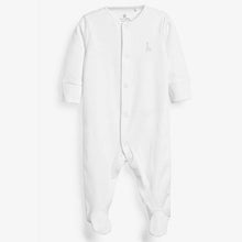 Load image into Gallery viewer, White 3 Pack Organic Cotton Sleepsuits (0-12mths) - Allsport