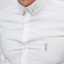 Load image into Gallery viewer, White Slim Fit Long Sleeve Stretch Oxford Shirt - Allsport