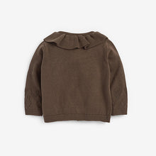 Load image into Gallery viewer, Chocolate Brown Frill Collar Cardigan (0mths-18mths) - Allsport