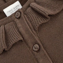 Load image into Gallery viewer, Chocolate Brown Frill Collar Cardigan (0mths-18mths) - Allsport