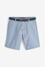 Load image into Gallery viewer, Light Blue Fine Stripe Belted Chino  Shorts - Allsport