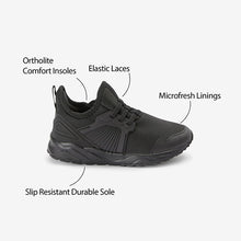 Load image into Gallery viewer, Black Sole Elastic Lace Trainers  (Older Boys) - Allsport