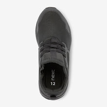 Load image into Gallery viewer, Black Sole Elastic Lace Trainers  (Older Boys) - Allsport