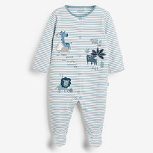 Load image into Gallery viewer, Blue Lion 3 Pack Embroidered Baby Sleepsuits (0mths-12mths)