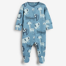 Load image into Gallery viewer, Blue Lion 3 Pack Embroidered Baby Sleepsuits (0mths-12mths)