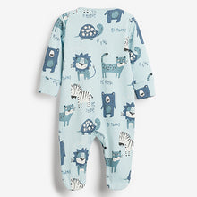 Load image into Gallery viewer, Blue Lion 3 Pack Embroidered Baby Sleepsuits (0mths-12mths)