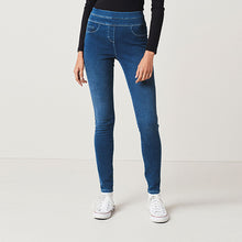 Load image into Gallery viewer, Dark Blue Super Stretch Soft Sculpt Pull-On Denim Leggings